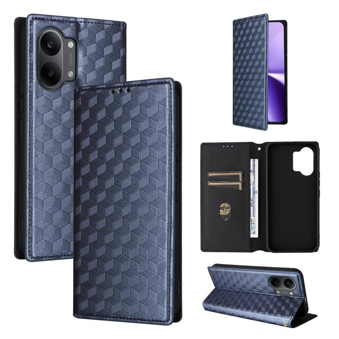 Funda de cuero plegable con textura de cuadrícula cúbica para teléfono, For Redmi A7 Pro 171mm / Poco C85x 5G, For Redmi 15a 5G, For Redmi Turbo 5 Max / Poco X8 Pro Max, For Redmi Turbo 5 5G / Poco X8 Pro 5G                                             ...