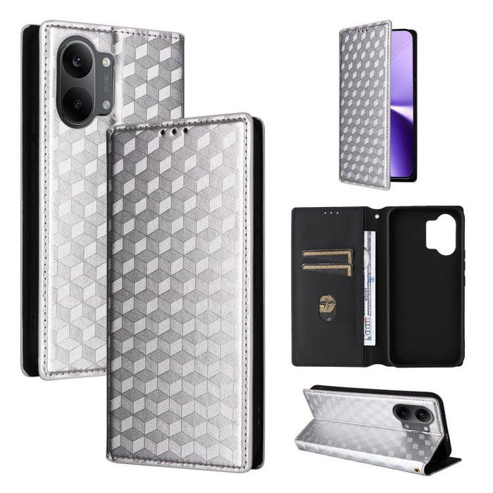 Funda de cuero plegable con textura de cuadrícula cúbica para teléfono, For Redmi A7 Pro 171mm / Poco C85x 5G, For Redmi 15a 5G, For Redmi Turbo 5 Max / Poco X8 Pro Max, For Redmi Turbo 5 5G / Poco X8 Pro 5G                                             ...