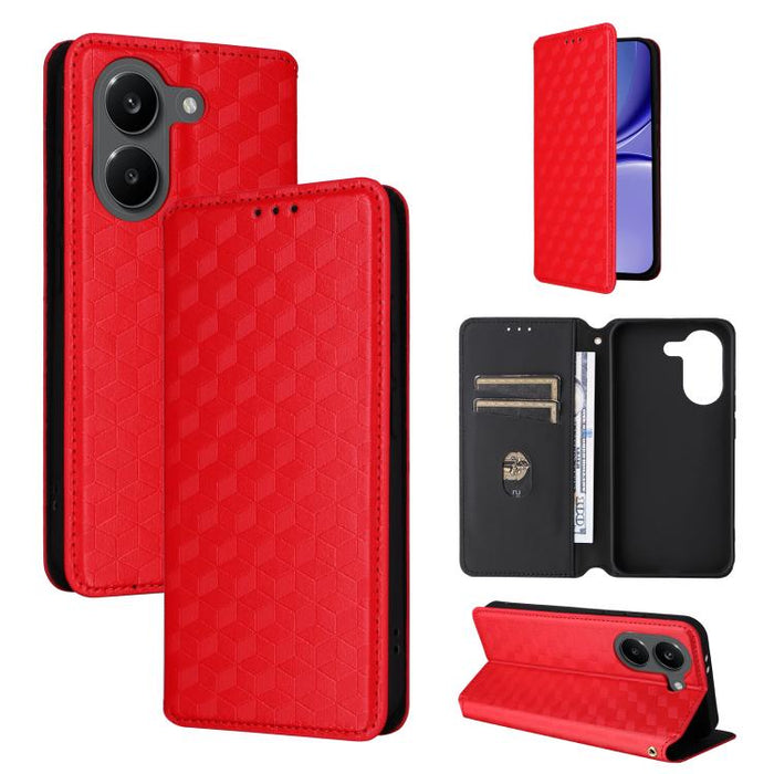 Funda de cuero plegable con textura de cuadrícula cúbica para teléfono, For Redmi A7 Pro 171mm / Poco C85x 5G, For Redmi 15a 5G, For Redmi Turbo 5 Max / Poco X8 Pro Max, For Redmi Turbo 5 5G / Poco X8 Pro 5G                                             ...