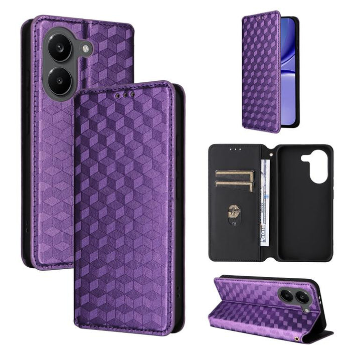 Funda de cuero plegable con textura de cuadrícula cúbica para teléfono, For Redmi A7 Pro 171mm / Poco C85x 5G, For Redmi 15a 5G, For Redmi Turbo 5 Max / Poco X8 Pro Max, For Redmi Turbo 5 5G / Poco X8 Pro 5G                                             ...