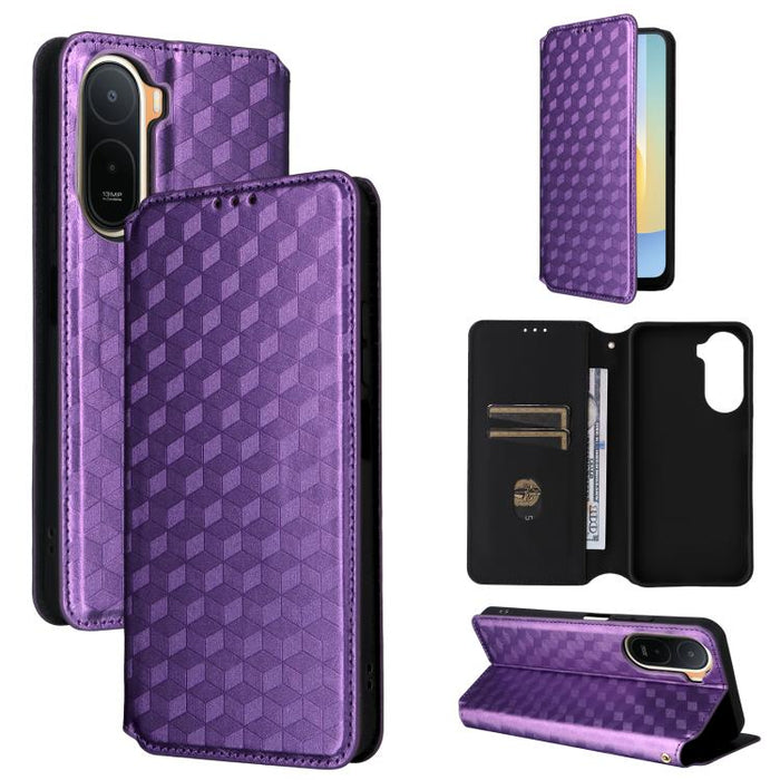 Funda de cuero plegable con textura de cuadrícula cúbica para teléfono, For Redmi A7 Pro 171mm / Poco C85x 5G, For Redmi 15a 5G, For Redmi Turbo 5 Max / Poco X8 Pro Max, For Redmi Turbo 5 5G / Poco X8 Pro 5G                                             ...