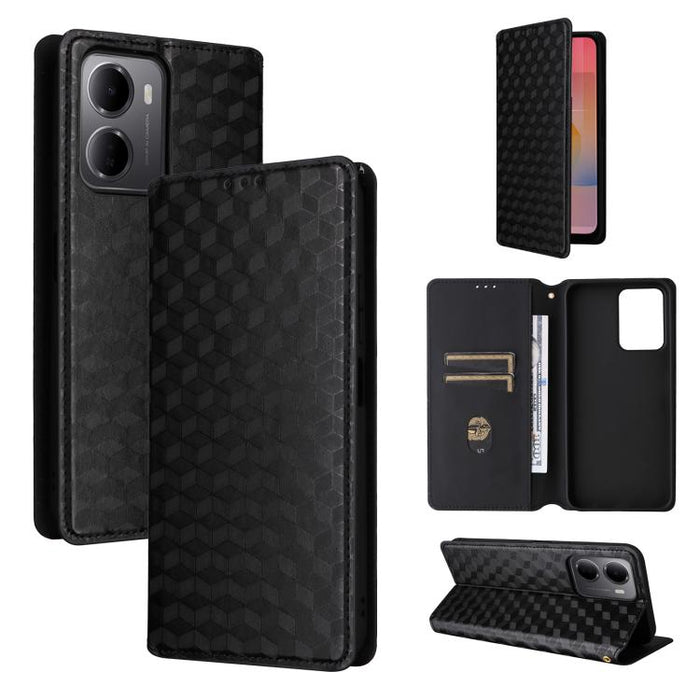 Funda de cuero plegable con textura de cuadrícula cúbica para teléfono, For Redmi A7 Pro 171mm / Poco C85x 5G, For Redmi 15a 5G, For Redmi Turbo 5 Max / Poco X8 Pro Max, For Redmi Turbo 5 5G / Poco X8 Pro 5G                                             ...