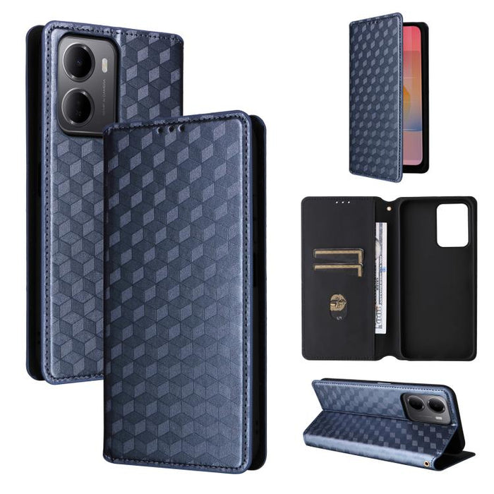 Funda de cuero plegable con textura de cuadrícula cúbica para teléfono, For Redmi A7 Pro 171mm / Poco C85x 5G, For Redmi 15a 5G, For Redmi Turbo 5 Max / Poco X8 Pro Max, For Redmi Turbo 5 5G / Poco X8 Pro 5G                                             ...