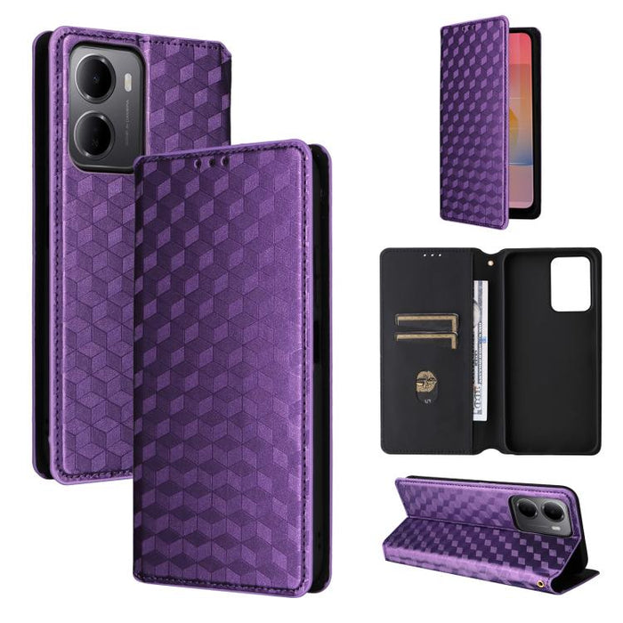 Funda de cuero plegable con textura de cuadrícula cúbica para teléfono, For Redmi A7 Pro 171mm / Poco C85x 5G, For Redmi 15a 5G, For Redmi Turbo 5 Max / Poco X8 Pro Max, For Redmi Turbo 5 5G / Poco X8 Pro 5G                                             ...