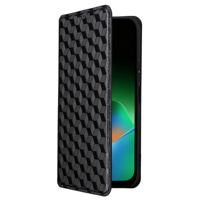 Funda de cuero plegable con textura de cuadrícula cúbica para teléfono, For Redmi Note 17 5G / 4G Global / 5G India 169.7mm, For Redmi 17C 5G, For Redmi Note 17 Pro+ 5G Global 163.4mm, For Redmi 17 5G / 4G Global 170mm, For Redmi 17C 4G / 14C / 14R / A...