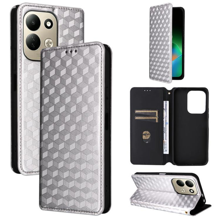 Funda de cuero plegable con textura de cuadrícula cúbica para teléfono, For Redmi A7 Pro 171mm / Poco C85x 5G, For Redmi 15a 5G, For Redmi Turbo 5 Max / Poco X8 Pro Max, For Redmi Turbo 5 5G / Poco X8 Pro 5G                                             ...