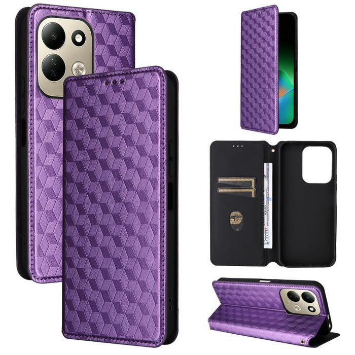 Funda de cuero plegable con textura de cuadrícula cúbica para teléfono, For Redmi Note 17 5G / 4G Global / 5G India 169.7mm, For Redmi 17C 5G, For Redmi Note 17 Pro+ 5G Global 163.4mm, For Redmi 17 5G / 4G Global 170mm, For Redmi 17C 4G / 14C / 14R / A...