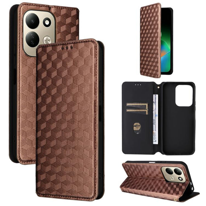Funda de cuero plegable con textura de cuadrícula cúbica para teléfono, For Redmi A7 Pro 171mm / Poco C85x 5G, For Redmi 15a 5G, For Redmi Turbo 5 Max / Poco X8 Pro Max, For Redmi Turbo 5 5G / Poco X8 Pro 5G                                             ...