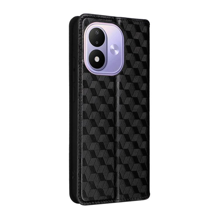 Funda de cuero plegable con textura de cuadrícula cúbica para teléfono, For Redmi A7 Pro 171mm / Poco C85x 5G, For Redmi 15a 5G, For Redmi Turbo 5 Max / Poco X8 Pro Max, For Redmi Turbo 5 5G / Poco X8 Pro 5G                                             ...
