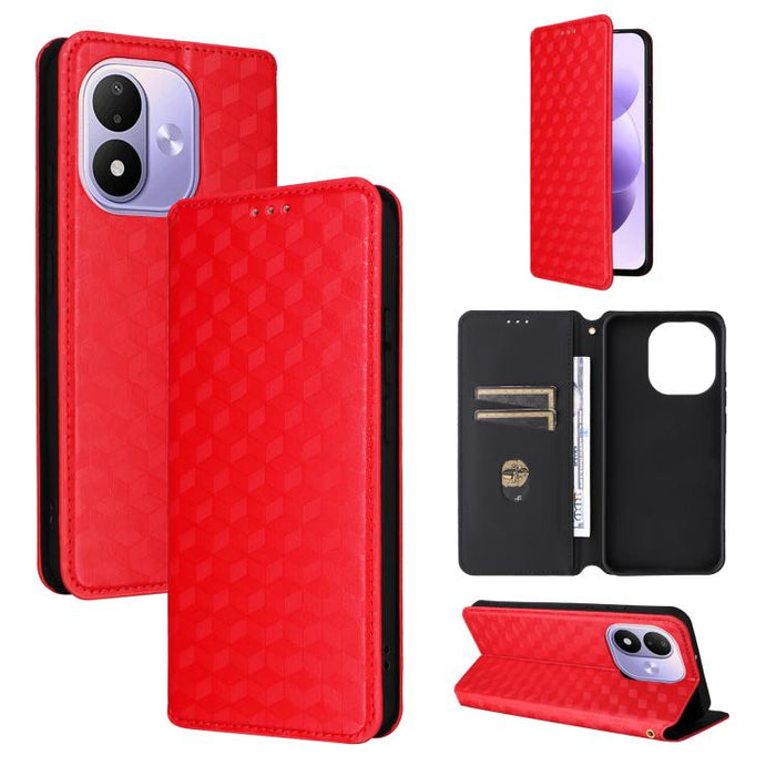 Funda de cuero plegable con textura de cuadrícula cúbica para teléfono, For Redmi A7 Pro 171mm / Poco C85x 5G, For Redmi 15a 5G, For Redmi Turbo 5 Max / Poco X8 Pro Max, For Redmi Turbo 5 5G / Poco X8 Pro 5G                                             ...