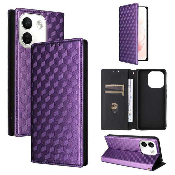 Funda de cuero plegable con textura de cuadrícula cúbica para teléfono, For Redmi A7 Pro 171mm / Poco C85x 5G, For Redmi 15a 5G, For Redmi Turbo 5 Max / Poco X8 Pro Max, For Redmi Turbo 5 5G / Poco X8 Pro 5G                                             ...