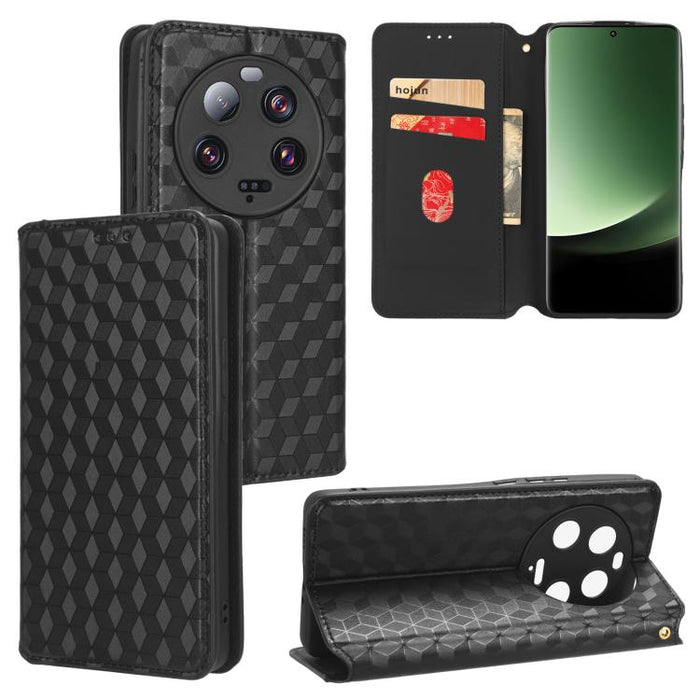 Funda de cuero plegable con textura de cuadrícula cúbica para teléfono, For Xiaomi 14, For Xiaomi Poco M6 Pro 5G / Redmi 12 5G, For Xiaomi 13T 5G / 13T Pro 5G, For Xiaomi Poco F5 5G / Redmi Note 12 Turbo 5G, For Xiaomi Poco F5 Pro 5G, For Xiaomi 13 Ult...