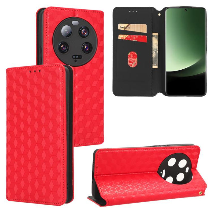 Funda de cuero plegable con textura de cuadrícula cúbica para teléfono, For Xiaomi 14, For Xiaomi Poco M6 Pro 5G / Redmi 12 5G, For Xiaomi 13T 5G / 13T Pro 5G, For Xiaomi Poco F5 5G / Redmi Note 12 Turbo 5G, For Xiaomi Poco F5 Pro 5G, For Xiaomi 13 Ult...