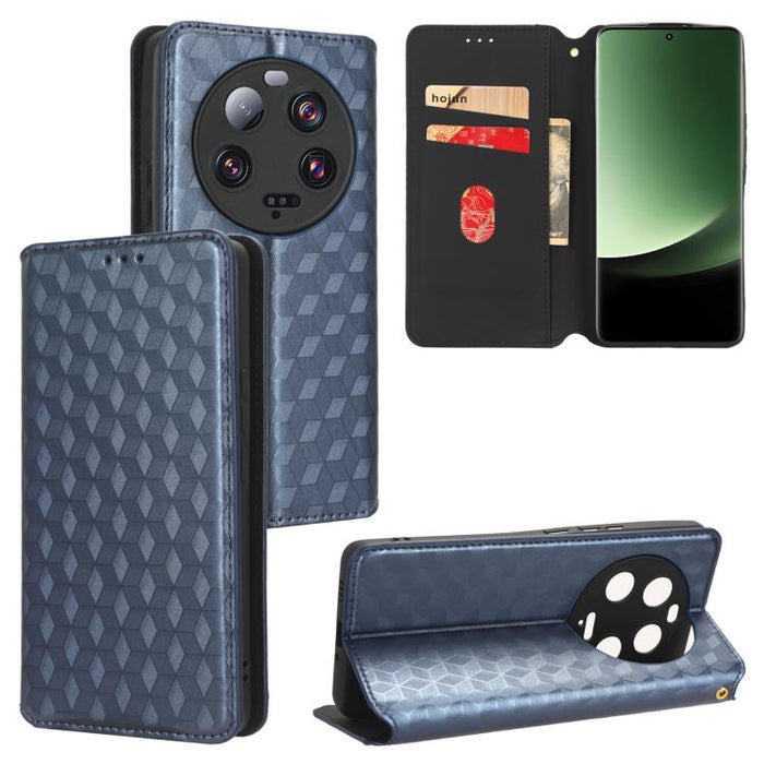 Funda de cuero plegable con textura de cuadrícula cúbica para teléfono, For Xiaomi 14, For Xiaomi Poco M6 Pro 5G / Redmi 12 5G, For Xiaomi 13T 5G / 13T Pro 5G, For Xiaomi Poco F5 5G / Redmi Note 12 Turbo 5G, For Xiaomi Poco F5 Pro 5G, For Xiaomi 13 Ult...