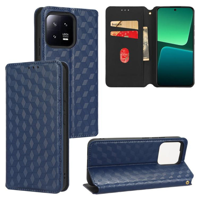 Funda de cuero plegable con textura de cuadrícula cúbica para teléfono, For Xiaomi 14, For Xiaomi Poco M6 Pro 5G / Redmi 12 5G, For Xiaomi 13T 5G / 13T Pro 5G, For Xiaomi Poco F5 5G / Redmi Note 12 Turbo 5G, For Xiaomi Poco F5 Pro 5G, For Xiaomi 13 Ult...