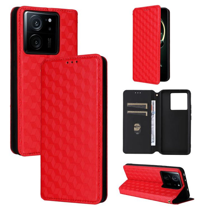 Funda de cuero plegable con textura de cuadrícula cúbica para teléfono, For Xiaomi 14, For Xiaomi Poco M6 Pro 5G / Redmi 12 5G, For Xiaomi 13T 5G / 13T Pro 5G, For Xiaomi Poco F5 5G / Redmi Note 12 Turbo 5G, For Xiaomi Poco F5 Pro 5G, For Xiaomi 13 Ult...