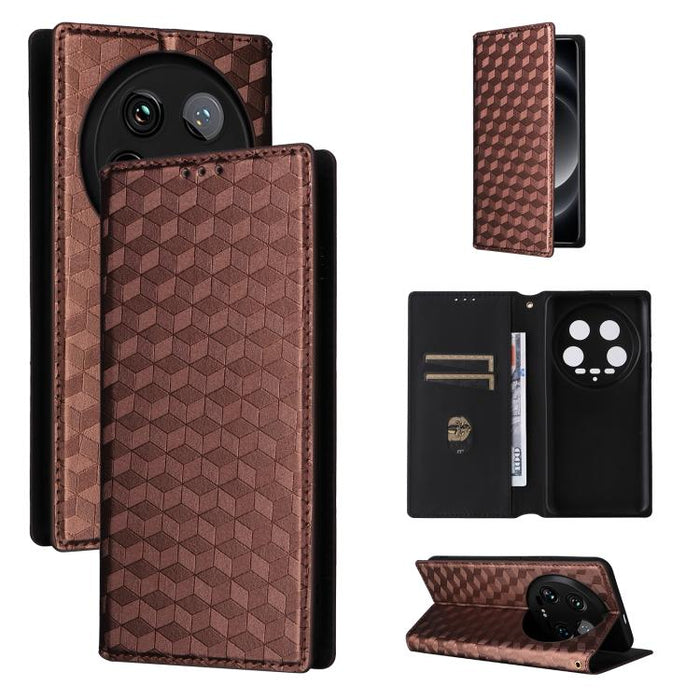 Funda de cuero plegable con textura de cuadrícula cúbica para teléfono, For Xiaomi 17T Pro 5G, For Xiaomi 17T 5G, For Xiaomi Poco M7 4G 171mm, For Xiaomi Poco F7 Pro / F7 Ultra, For Xiaomi 15 Ultra, For Xiaomi Poco X7 Pro 5G / Redmi Turbo 4 5G         ...