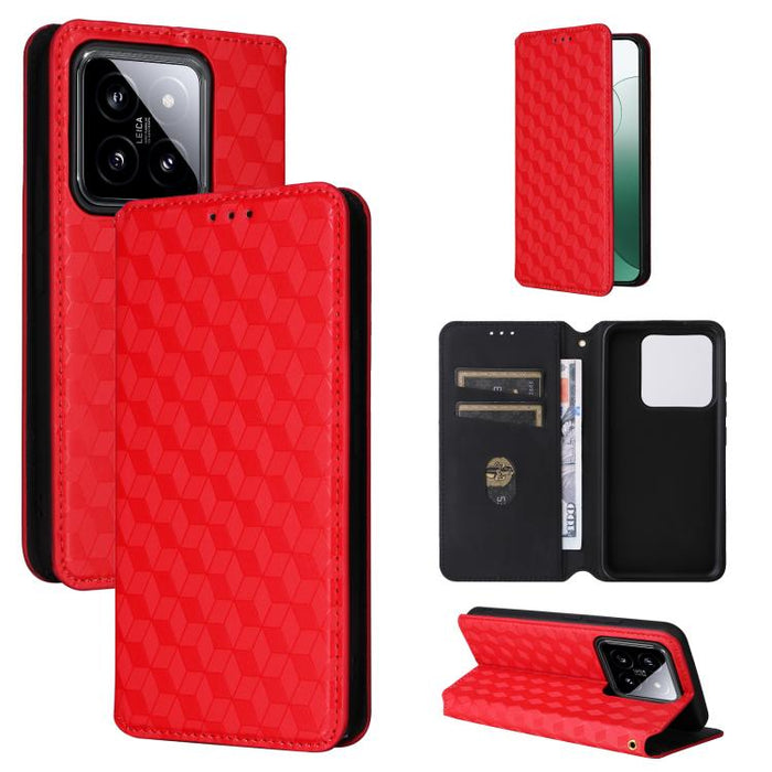 Funda de cuero plegable con textura de cuadrícula cúbica para teléfono, For Xiaomi 14, For Xiaomi Poco M6 Pro 5G / Redmi 12 5G, For Xiaomi 13T 5G / 13T Pro 5G, For Xiaomi Poco F5 5G / Redmi Note 12 Turbo 5G, For Xiaomi Poco F5 Pro 5G, For Xiaomi 13 Ult...