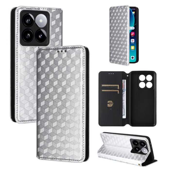 Funda de cuero plegable con textura de cuadrícula cúbica para teléfono, For Xiaomi 17T Pro 5G, For Xiaomi 17T 5G, For Xiaomi Poco M7 4G 171mm, For Xiaomi Poco F7 Pro / F7 Ultra, For Xiaomi 15 Ultra, For Xiaomi Poco X7 Pro 5G / Redmi Turbo 4 5G         ...