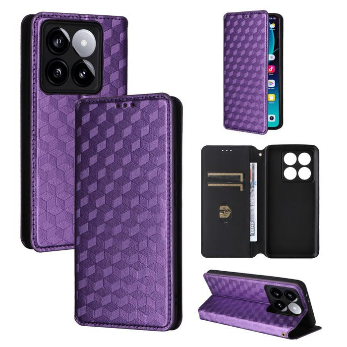 Funda de cuero plegable con textura de cuadrícula cúbica para teléfono, For Xiaomi 17T Pro 5G, For Xiaomi 17T 5G, For Xiaomi Poco M7 4G 171mm, For Xiaomi Poco F7 Pro / F7 Ultra, For Xiaomi 15 Ultra, For Xiaomi Poco X7 Pro 5G / Redmi Turbo 4 5G         ...