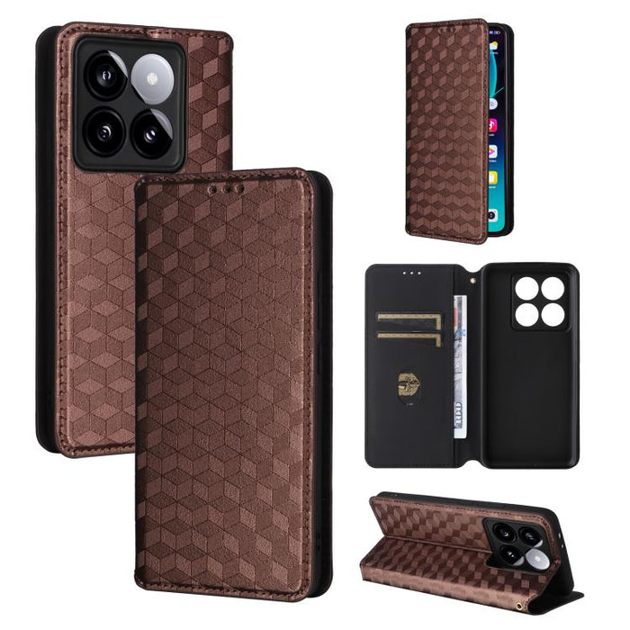 Funda de cuero plegable con textura de cuadrícula cúbica para teléfono, For Xiaomi 17T Pro 5G, For Xiaomi 17T 5G, For Xiaomi Poco M7 4G 171mm, For Xiaomi Poco F7 Pro / F7 Ultra, For Xiaomi 15 Ultra, For Xiaomi Poco X7 Pro 5G / Redmi Turbo 4 5G         ...
