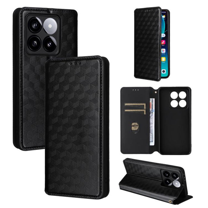 Funda de cuero plegable con textura de cuadrícula cúbica para teléfono, For Xiaomi 17T Pro 5G, For Xiaomi 17T 5G, For Xiaomi Poco M7 4G 171mm, For Xiaomi Poco F7 Pro / F7 Ultra, For Xiaomi 15 Ultra, For Xiaomi Poco X7 Pro 5G / Redmi Turbo 4 5G         ...