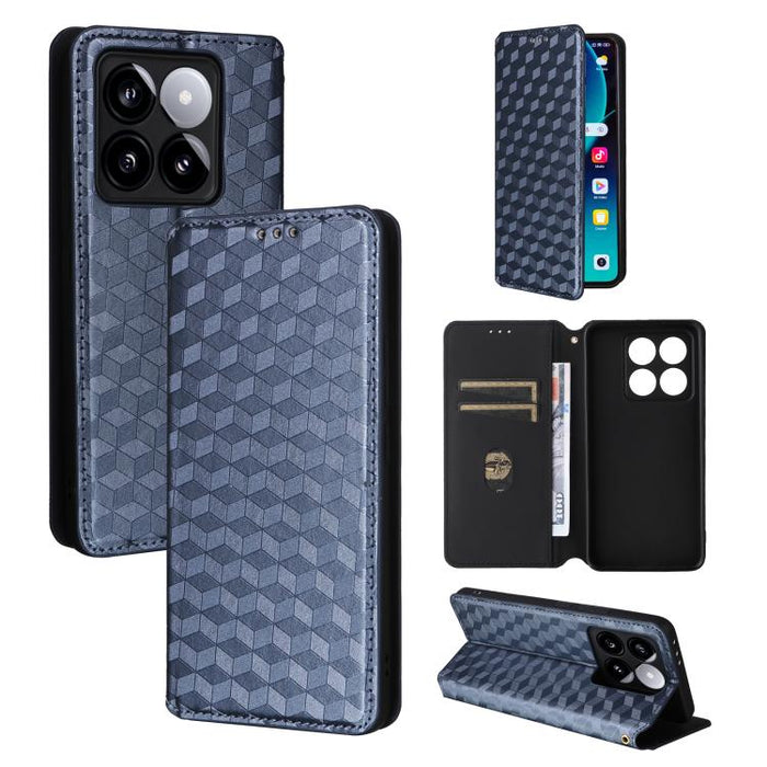 Funda de cuero plegable con textura de cuadrícula cúbica para teléfono, For Xiaomi 17T Pro 5G, For Xiaomi 17T 5G, For Xiaomi Poco M7 4G 171mm, For Xiaomi Poco F7 Pro / F7 Ultra, For Xiaomi 15 Ultra, For Xiaomi Poco X7 Pro 5G / Redmi Turbo 4 5G         ...