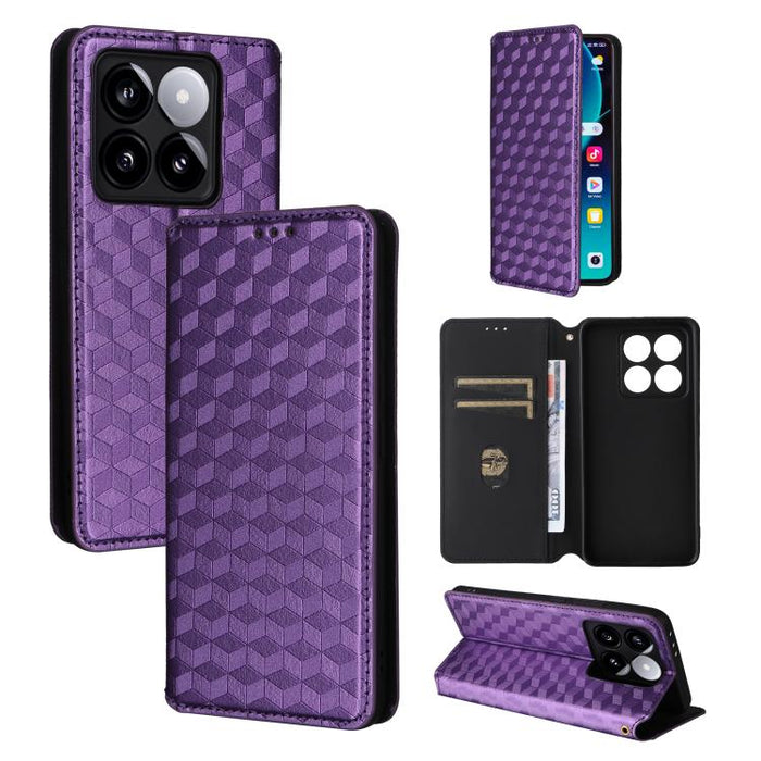 Funda de cuero plegable con textura de cuadrícula cúbica para teléfono, For Xiaomi 17T Pro 5G, For Xiaomi 17T 5G, For Xiaomi Poco M7 4G 171mm, For Xiaomi Poco F7 Pro / F7 Ultra, For Xiaomi 15 Ultra, For Xiaomi Poco X7 Pro 5G / Redmi Turbo 4 5G         ...