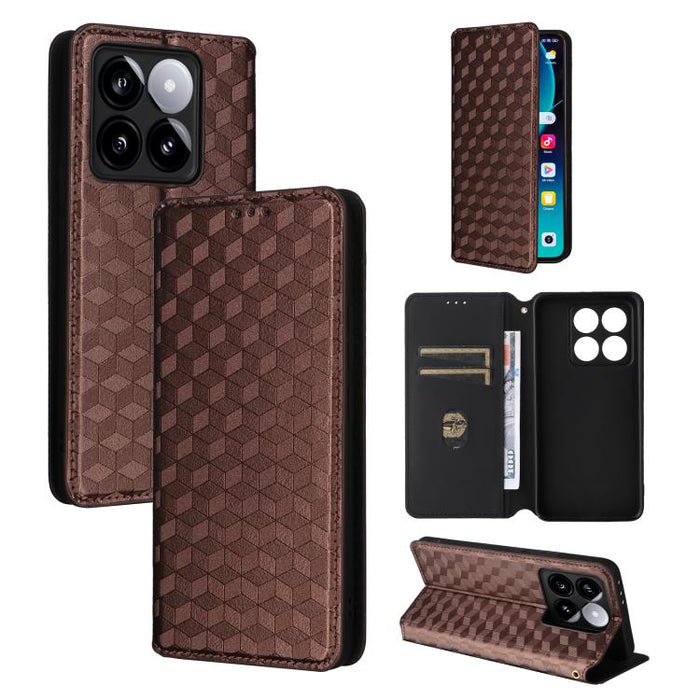 Funda de cuero plegable con textura de cuadrícula cúbica para teléfono, For Xiaomi 17T Pro 5G, For Xiaomi 17T 5G, For Xiaomi Poco M7 4G 171mm, For Xiaomi Poco F7 Pro / F7 Ultra, For Xiaomi 15 Ultra, For Xiaomi Poco X7 Pro 5G / Redmi Turbo 4 5G         ...