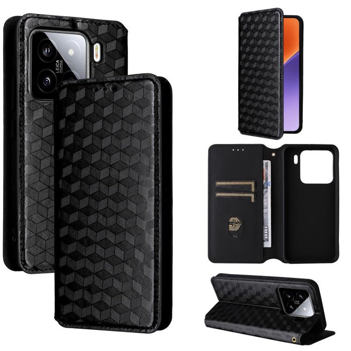Funda de cuero plegable con textura de cuadrícula cúbica para teléfono, For Xiaomi 17T Pro 5G, For Xiaomi 17T 5G, For Xiaomi Poco M7 4G 171mm, For Xiaomi Poco F7 Pro / F7 Ultra, For Xiaomi 15 Ultra, For Xiaomi Poco X7 Pro 5G / Redmi Turbo 4 5G         ...
