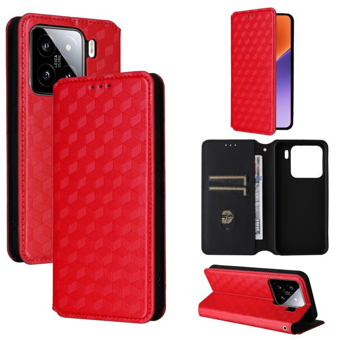 Funda de cuero plegable con textura de cuadrícula cúbica para teléfono, For Xiaomi 17T Pro 5G, For Xiaomi 17T 5G, For Xiaomi Poco M7 4G 171mm, For Xiaomi Poco F7 Pro / F7 Ultra, For Xiaomi 15 Ultra, For Xiaomi Poco X7 Pro 5G / Redmi Turbo 4 5G         ...
