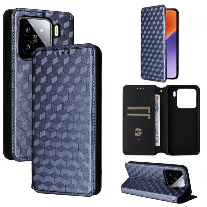 Funda de cuero plegable con textura de cuadrícula cúbica para teléfono, For Xiaomi 17T Pro 5G, For Xiaomi 17T 5G, For Xiaomi Poco M7 4G 171mm, For Xiaomi Poco F7 Pro / F7 Ultra, For Xiaomi 15 Ultra, For Xiaomi Poco X7 Pro 5G / Redmi Turbo 4 5G         ...