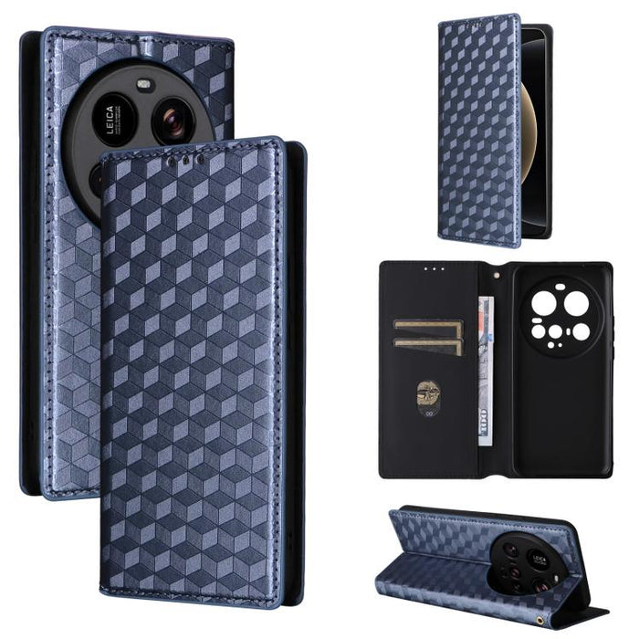 Funda de cuero plegable con textura de cuadrícula cúbica para teléfono, For Xiaomi 17T Pro 5G, For Xiaomi 17T 5G, For Xiaomi Poco M7 4G 171mm, For Xiaomi Poco F7 Pro / F7 Ultra, For Xiaomi 15 Ultra, For Xiaomi Poco X7 Pro 5G / Redmi Turbo 4 5G         ...