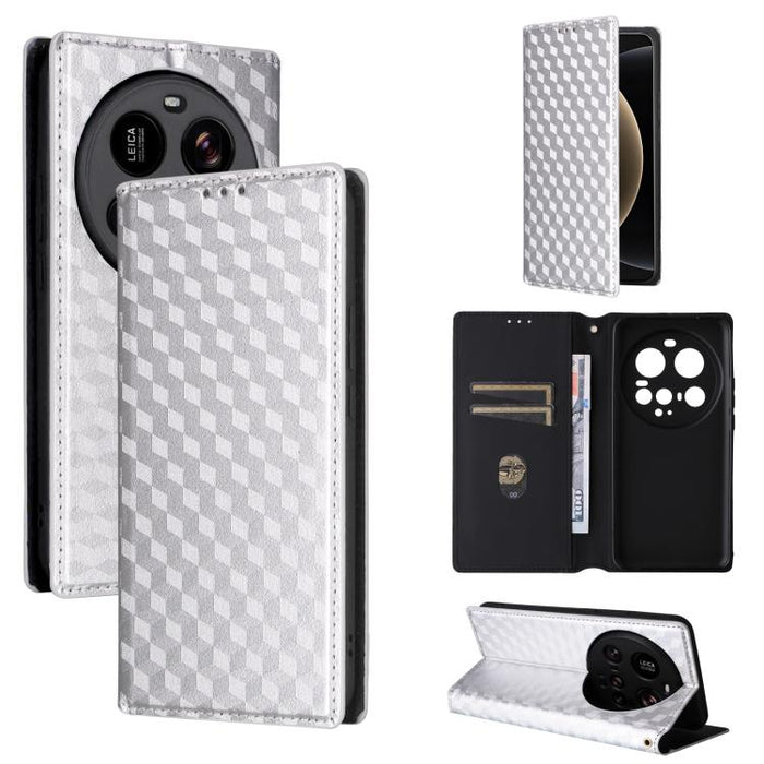 Funda de cuero plegable con textura de cuadrícula cúbica para teléfono, For Xiaomi 17T Pro 5G, For Xiaomi 17T 5G, For Xiaomi Poco M7 4G 171mm, For Xiaomi Poco F7 Pro / F7 Ultra, For Xiaomi 15 Ultra, For Xiaomi Poco X7 Pro 5G / Redmi Turbo 4 5G         ...