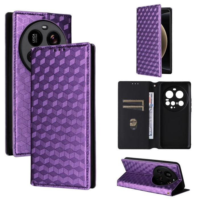 Funda de cuero plegable con textura de cuadrícula cúbica para teléfono, For Xiaomi 17T Pro 5G, For Xiaomi 17T 5G, For Xiaomi Poco M7 4G 171mm, For Xiaomi Poco F7 Pro / F7 Ultra, For Xiaomi 15 Ultra, For Xiaomi Poco X7 Pro 5G / Redmi Turbo 4 5G         ...