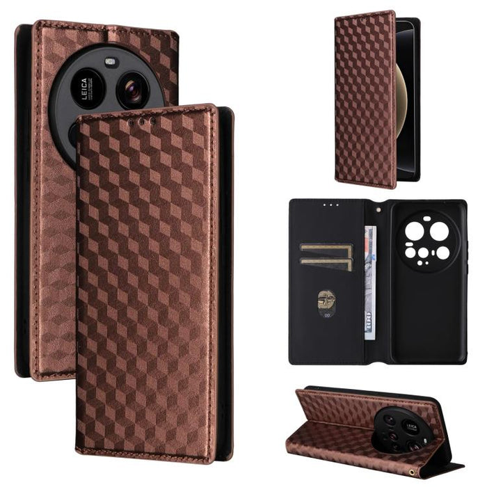 Funda de cuero plegable con textura de cuadrícula cúbica para teléfono, For Xiaomi 17T Pro 5G, For Xiaomi 17T 5G, For Xiaomi Poco M7 4G 171mm, For Xiaomi Poco F7 Pro / F7 Ultra, For Xiaomi 15 Ultra, For Xiaomi Poco X7 Pro 5G / Redmi Turbo 4 5G         ...