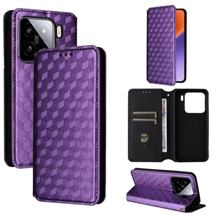 Funda de cuero plegable con textura de cuadrícula cúbica para teléfono, For Xiaomi 17T Pro 5G, For Xiaomi 17T 5G, For Xiaomi Poco M7 4G 171mm, For Xiaomi Poco F7 Pro / F7 Ultra, For Xiaomi 15 Ultra, For Xiaomi Poco X7 Pro 5G / Redmi Turbo 4 5G         ...