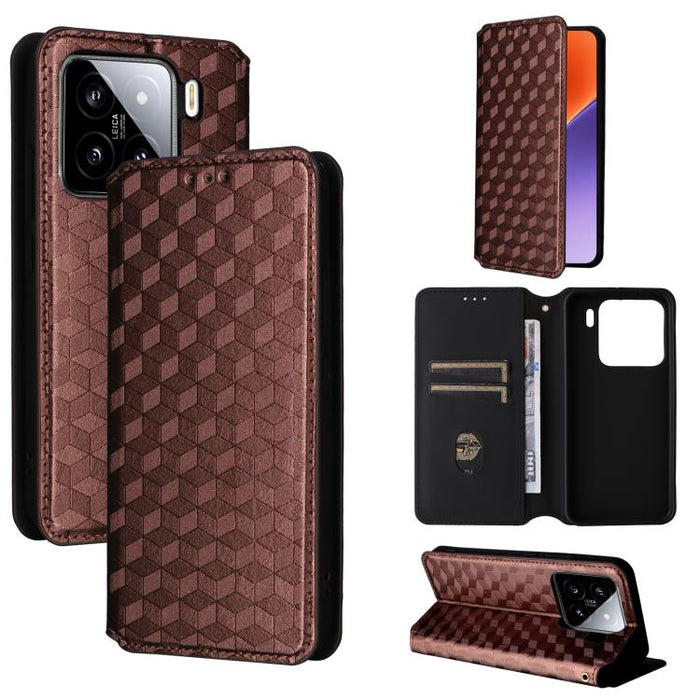 Funda de cuero plegable con textura de cuadrícula cúbica para teléfono, For Xiaomi 17T Pro 5G, For Xiaomi 17T 5G, For Xiaomi Poco M7 4G 171mm, For Xiaomi Poco F7 Pro / F7 Ultra, For Xiaomi 15 Ultra, For Xiaomi Poco X7 Pro 5G / Redmi Turbo 4 5G         ...