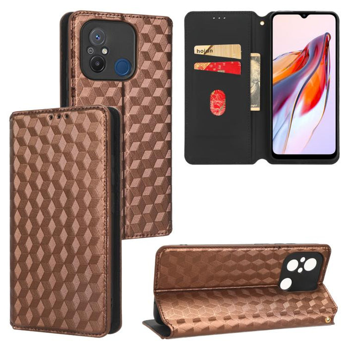 Funda de cuero plegable con textura de cuadrícula cúbica para teléfono, For Xiaomi 14, For Xiaomi Poco M6 Pro 5G / Redmi 12 5G, For Xiaomi 13T 5G / 13T Pro 5G, For Xiaomi Poco F5 5G / Redmi Note 12 Turbo 5G, For Xiaomi Poco F5 Pro 5G, For Xiaomi 13 Ult...