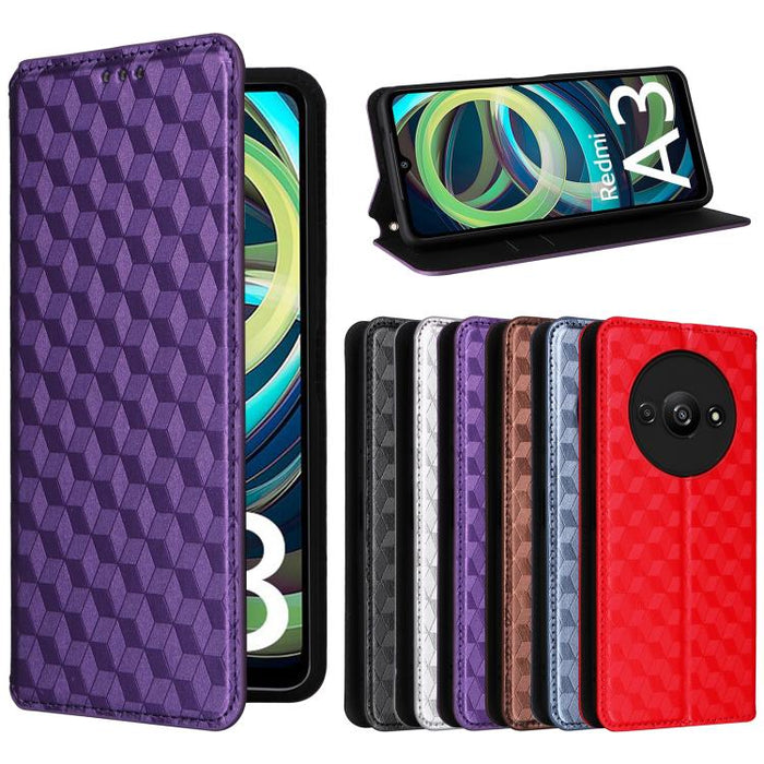 Funda de cuero plegable con textura de cuadrícula cúbica para teléfono, For Xiaomi 17T Pro 5G, For Xiaomi 17T 5G, For Xiaomi Poco M7 4G 171mm, For Xiaomi Poco F7 Pro / F7 Ultra, For Xiaomi 15 Ultra, For Xiaomi Poco X7 Pro 5G / Redmi Turbo 4 5G         ...