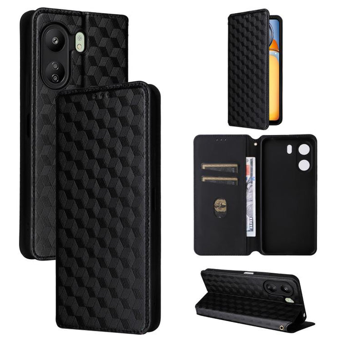 Funda de cuero plegable con textura de cuadrícula cúbica para teléfono, For Xiaomi 17T Pro 5G, For Xiaomi 17T 5G, For Xiaomi Poco M7 4G 171mm, For Xiaomi Poco F7 Pro / F7 Ultra, For Xiaomi 15 Ultra, For Xiaomi Poco X7 Pro 5G / Redmi Turbo 4 5G         ...
