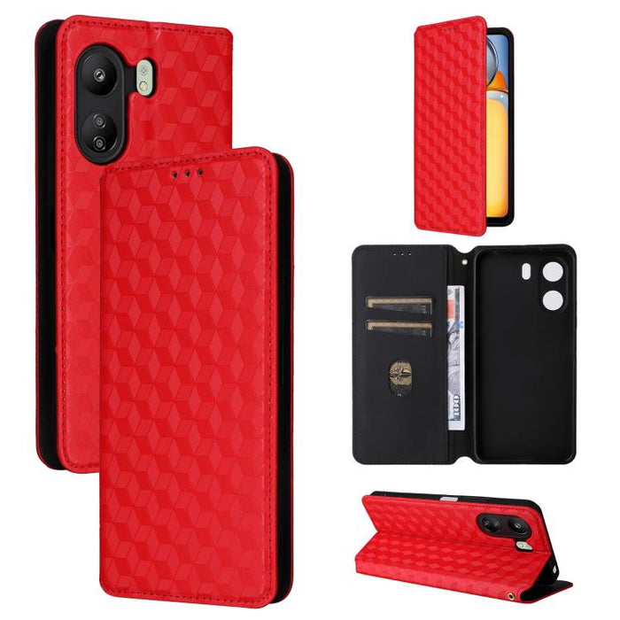 Funda de cuero plegable con textura de cuadrícula cúbica para teléfono, For Xiaomi 17T Pro 5G, For Xiaomi 17T 5G, For Xiaomi Poco M7 4G 171mm, For Xiaomi Poco F7 Pro / F7 Ultra, For Xiaomi 15 Ultra, For Xiaomi Poco X7 Pro 5G / Redmi Turbo 4 5G         ...