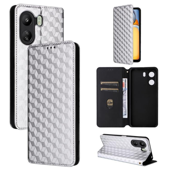 Funda de cuero plegable con textura de cuadrícula cúbica para teléfono, For Xiaomi 17T Pro 5G, For Xiaomi 17T 5G, For Xiaomi Poco M7 4G 171mm, For Xiaomi Poco F7 Pro / F7 Ultra, For Xiaomi 15 Ultra, For Xiaomi Poco X7 Pro 5G / Redmi Turbo 4 5G         ...