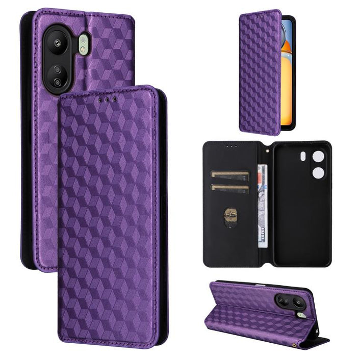 Funda de cuero plegable con textura de cuadrícula cúbica para teléfono, For Xiaomi 17T Pro 5G, For Xiaomi 17T 5G, For Xiaomi Poco M7 4G 171mm, For Xiaomi Poco F7 Pro / F7 Ultra, For Xiaomi 15 Ultra, For Xiaomi Poco X7 Pro 5G / Redmi Turbo 4 5G         ...