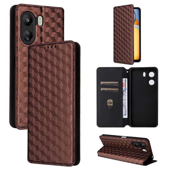 Funda de cuero plegable con textura de cuadrícula cúbica para teléfono, For Xiaomi 17T Pro 5G, For Xiaomi 17T 5G, For Xiaomi Poco M7 4G 171mm, For Xiaomi Poco F7 Pro / F7 Ultra, For Xiaomi 15 Ultra, For Xiaomi Poco X7 Pro 5G / Redmi Turbo 4 5G         ...