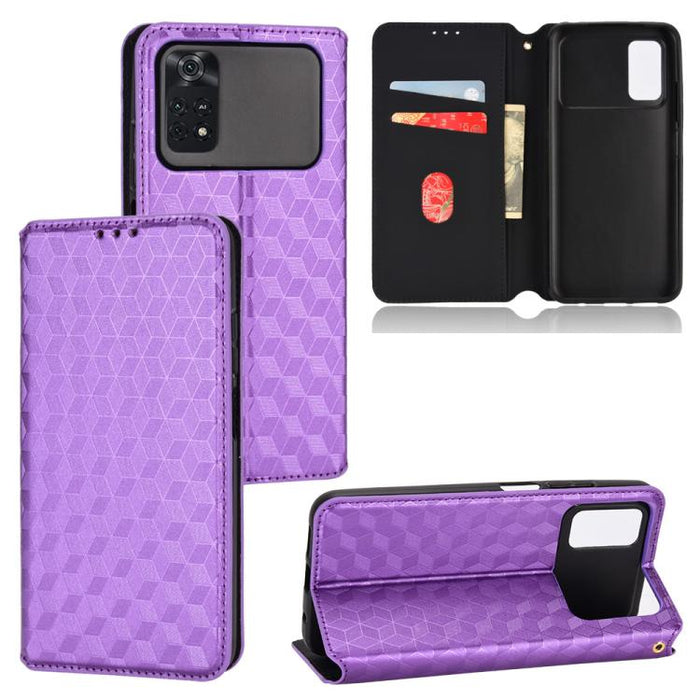Funda de cuero plegable con textura de cuadrícula cúbica para teléfono, For Xiaomi 14, For Xiaomi Poco M6 Pro 5G / Redmi 12 5G, For Xiaomi 13T 5G / 13T Pro 5G, For Xiaomi Poco F5 5G / Redmi Note 12 Turbo 5G, For Xiaomi Poco F5 Pro 5G, For Xiaomi 13 Ult...