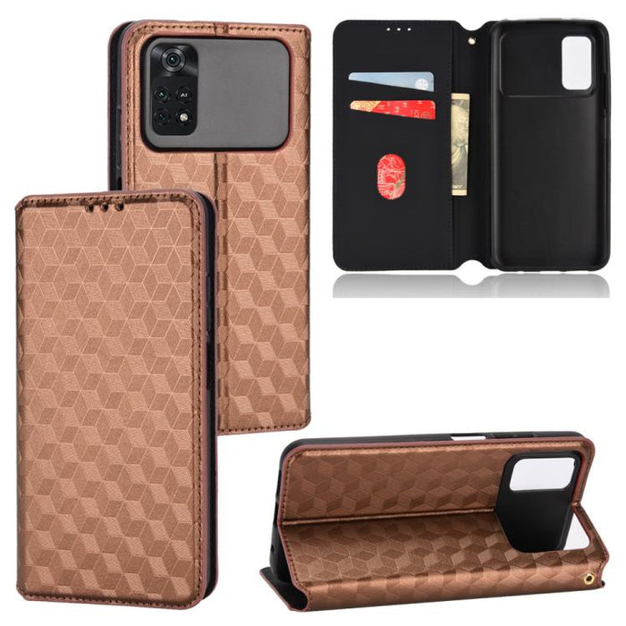 Funda de cuero plegable con textura de cuadrícula cúbica para teléfono, For Xiaomi 14, For Xiaomi Poco M6 Pro 5G / Redmi 12 5G, For Xiaomi 13T 5G / 13T Pro 5G, For Xiaomi Poco F5 5G / Redmi Note 12 Turbo 5G, For Xiaomi Poco F5 Pro 5G, For Xiaomi 13 Ult...