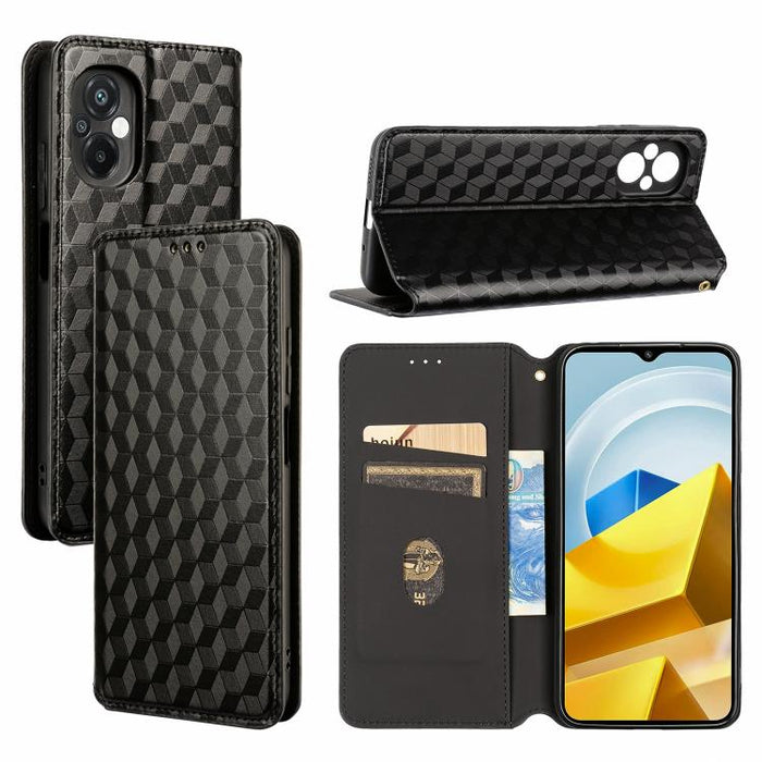 Funda de cuero plegable con textura de cuadrícula cúbica para teléfono, For Xiaomi 14, For Xiaomi Poco M6 Pro 5G / Redmi 12 5G, For Xiaomi 13T 5G / 13T Pro 5G, For Xiaomi Poco F5 5G / Redmi Note 12 Turbo 5G, For Xiaomi Poco F5 Pro 5G, For Xiaomi 13 Ult...