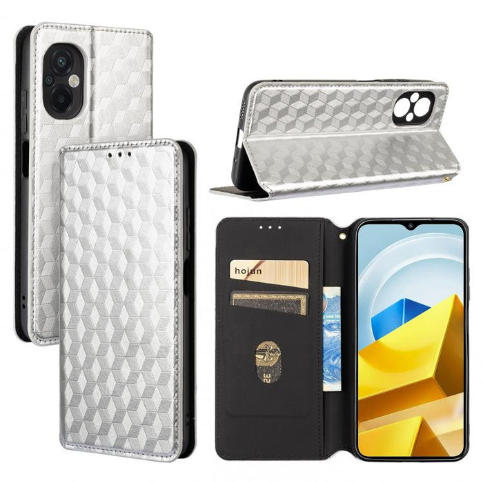 Funda de cuero plegable con textura de cuadrícula cúbica para teléfono, For Xiaomi 14, For Xiaomi Poco M6 Pro 5G / Redmi 12 5G, For Xiaomi 13T 5G / 13T Pro 5G, For Xiaomi Poco F5 5G / Redmi Note 12 Turbo 5G, For Xiaomi Poco F5 Pro 5G, For Xiaomi 13 Ult...