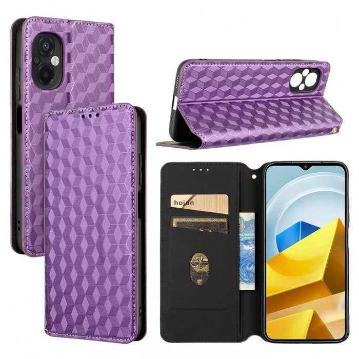 Funda de cuero plegable con textura de cuadrícula cúbica para teléfono, For Xiaomi 14, For Xiaomi Poco M6 Pro 5G / Redmi 12 5G, For Xiaomi 13T 5G / 13T Pro 5G, For Xiaomi Poco F5 5G / Redmi Note 12 Turbo 5G, For Xiaomi Poco F5 Pro 5G, For Xiaomi 13 Ult...